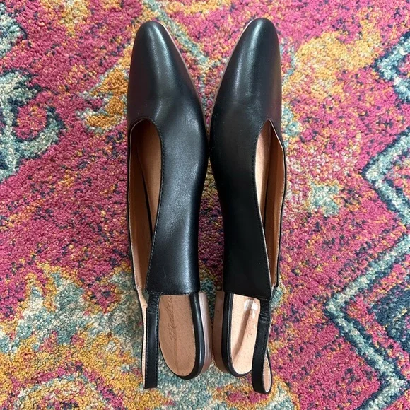Madewell | Women’s black leather Margot slingback classic pointed toe flats sz 8 - Picture 9 of 16